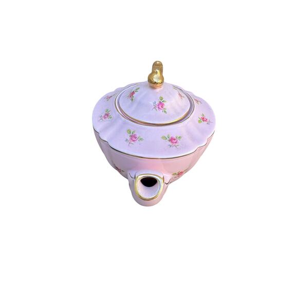 Vintage Sadler Pink Floral Teapot Gold Trim - Circa 1970s - Picture 3 of 8
